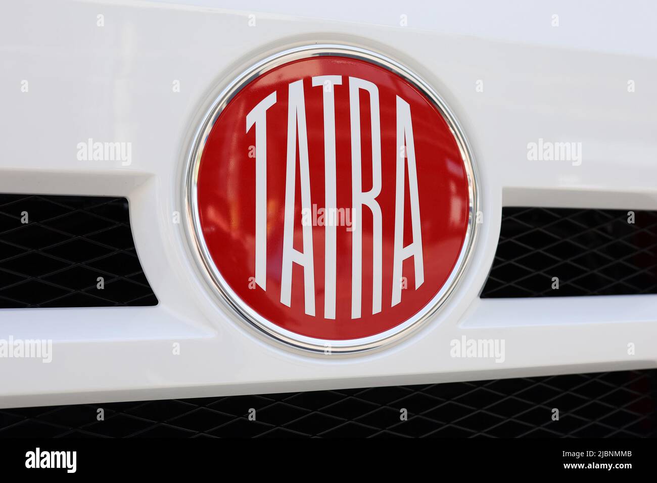 Koprivnice, Czech Republic, Czechia - 5 June, 2022: Tatra trucks - logo and brand of car manufacturer. Detail of vehicle. Stock Photo