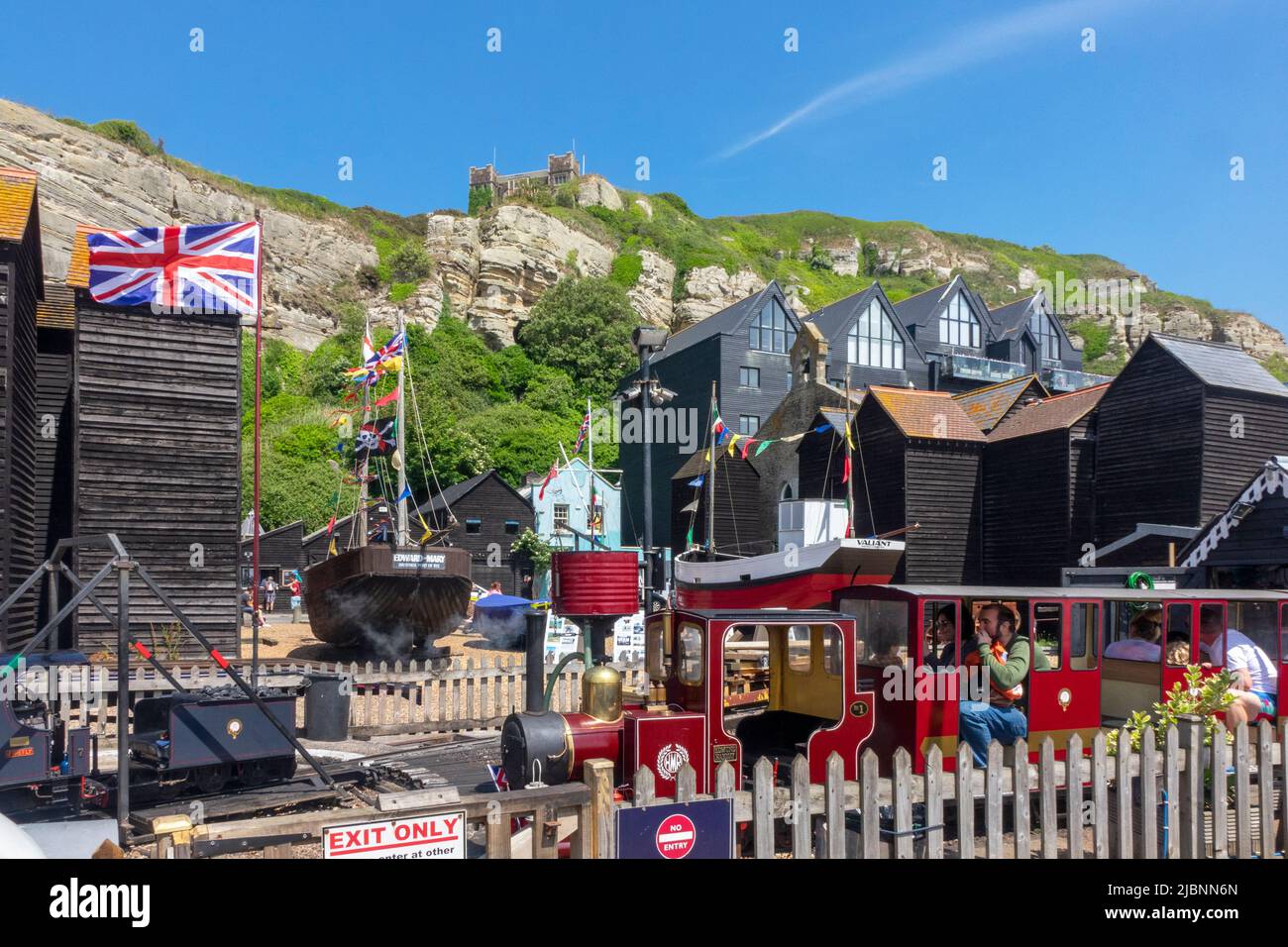 Hastings miniature railway on the seafront, East Sussex UK Stock Photo