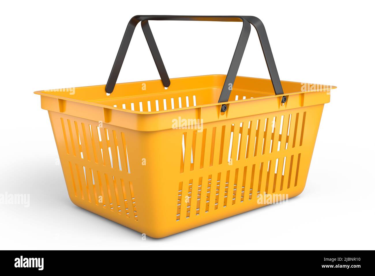 Plastic shopping basket from supermarket on white background. 3d render