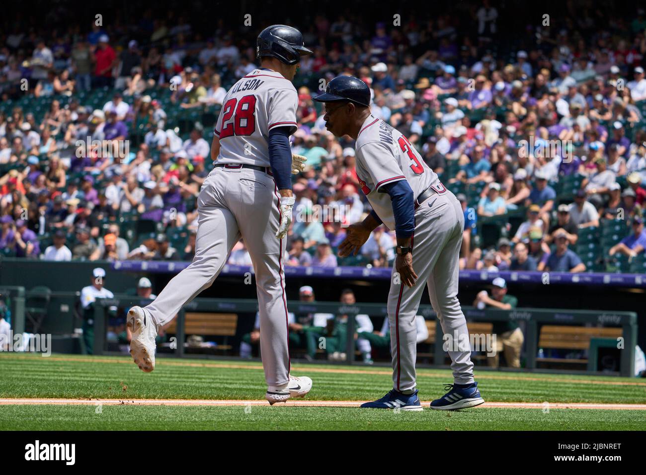 Atlanta Braves first baseman Matt Olson (28) waits for the pitch waits for  the pitch during a MLB regular season game against the Pittsburgh Pirates  Stock Photo - Alamy