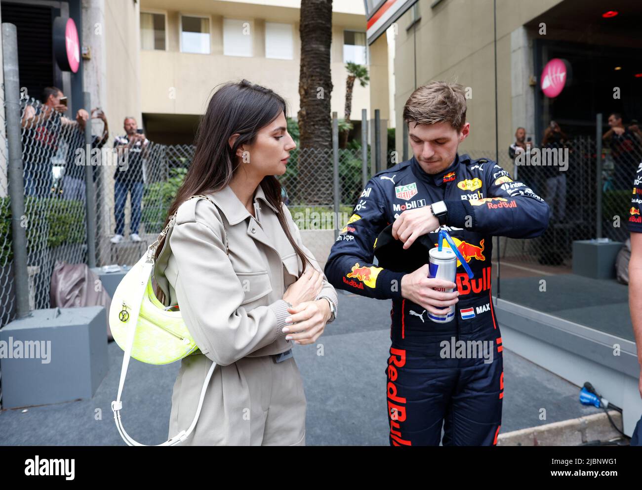 Monte-Carlo, Monaco. 29th May, 2022. #1 Max Verstappen (NLD, Oracle Red  Bull Racing) with his girlfriend Kelly Piquet, F1 Grand Prix of Monaco at  Circuit de Monaco on May 29, 2022 in