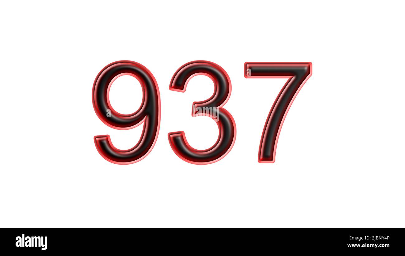 red 937 number 3d effect white background Stock Photo - Alamy