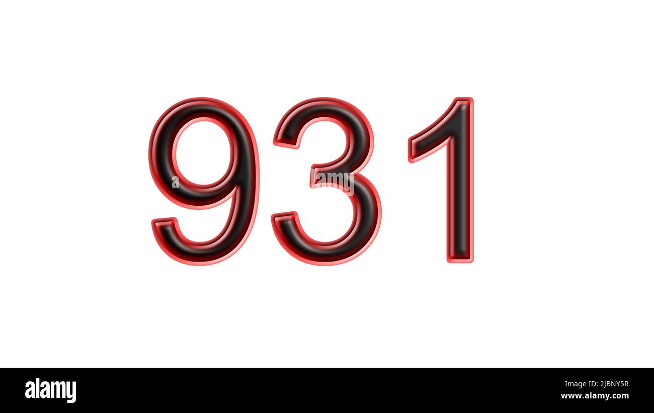 red 931 number 3d effect white background Stock Photo Alamy