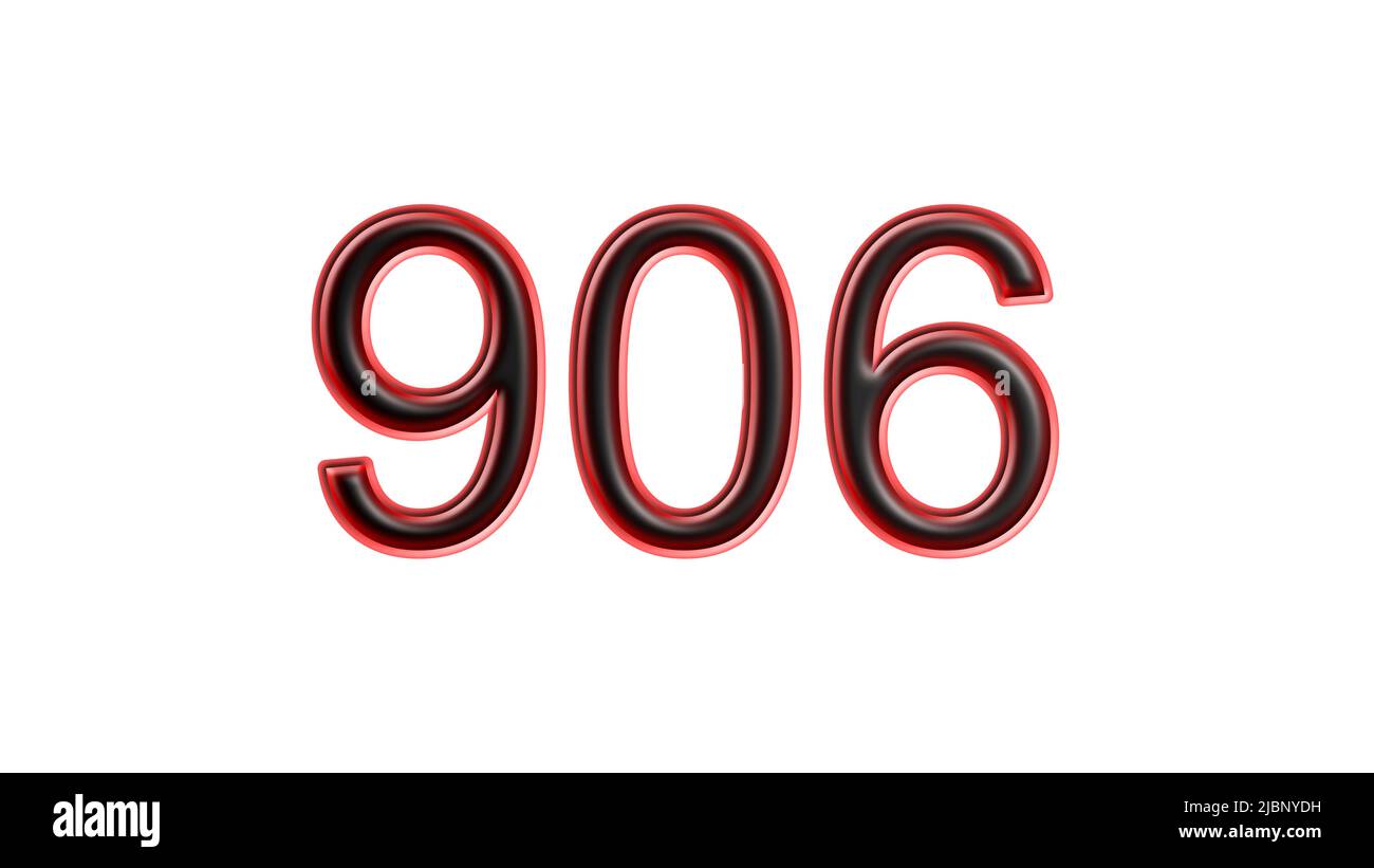 red 906 number 3d effect white background Stock Photo - Alamy