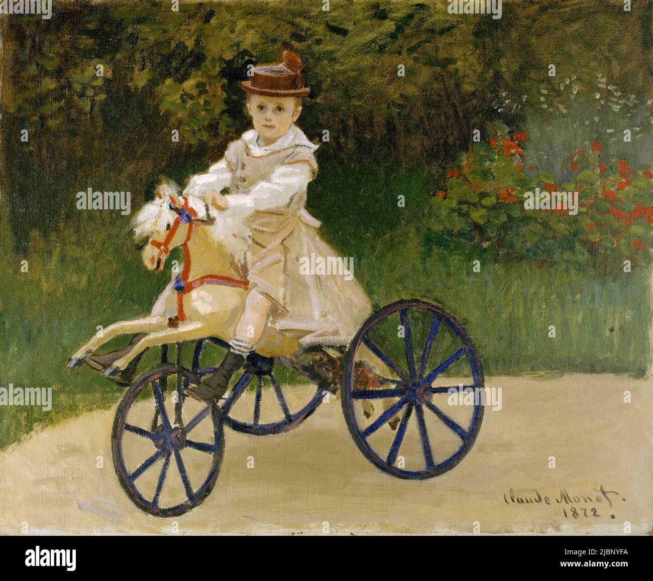 Jean Monet On His Hobby Horse, 1872. Painting by Claude Monet Stock Photo
