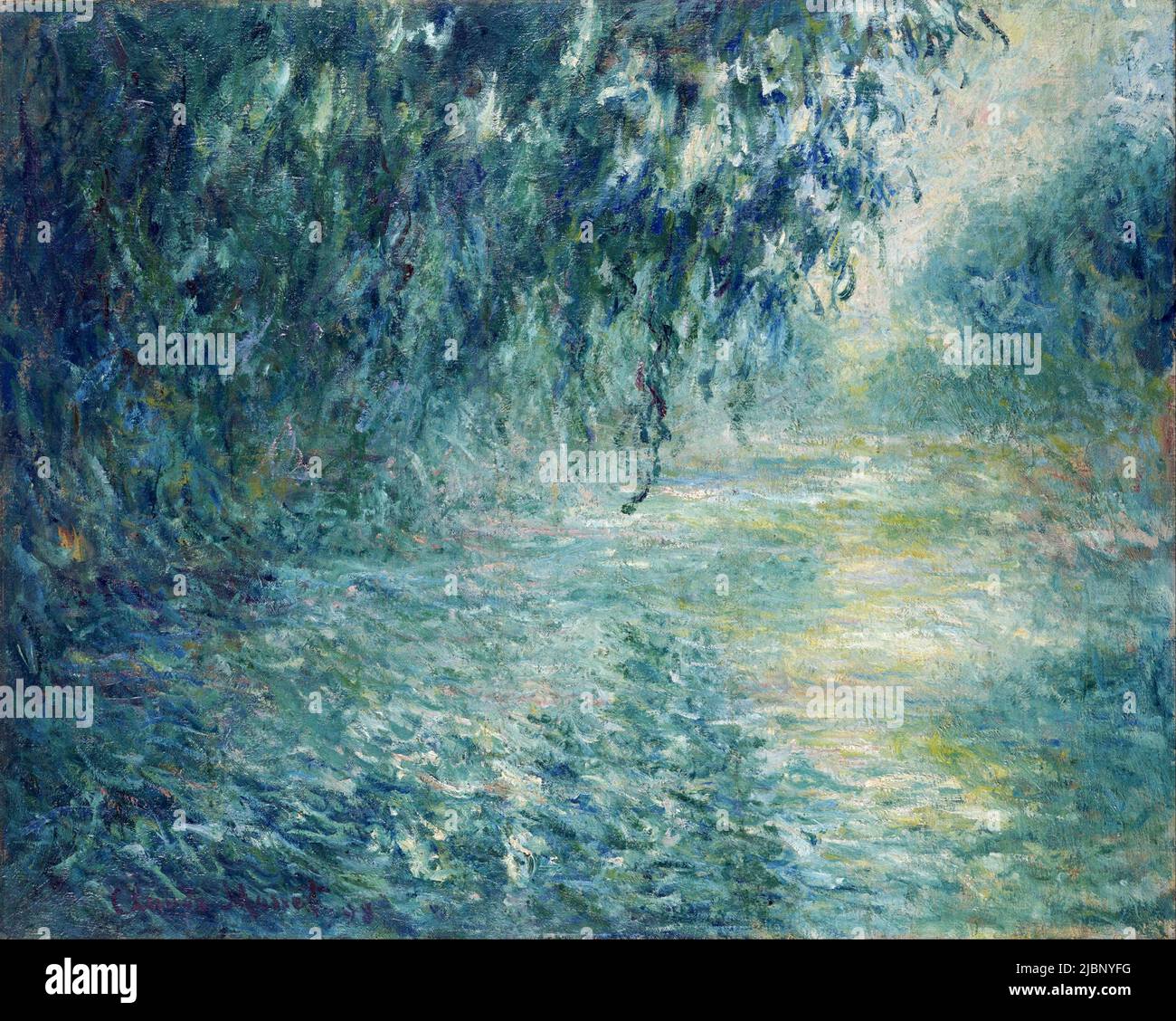 Morning on the Seine, 1898, Painting by Claude Monet Stock Photo
