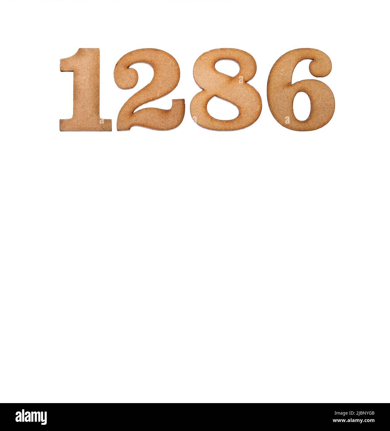 Number 1286 - Piece of wood isolated on white background Stock Photo ...