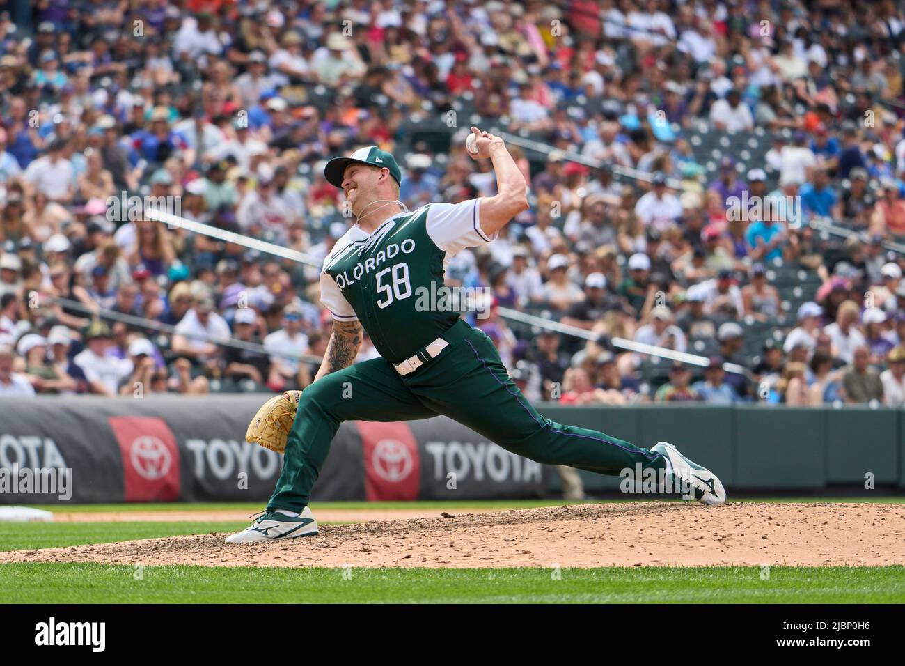 Gilbert Pitcher June 5 2022: Colorado pitcher Lucas Gilbreath (58) throws a pitch ...