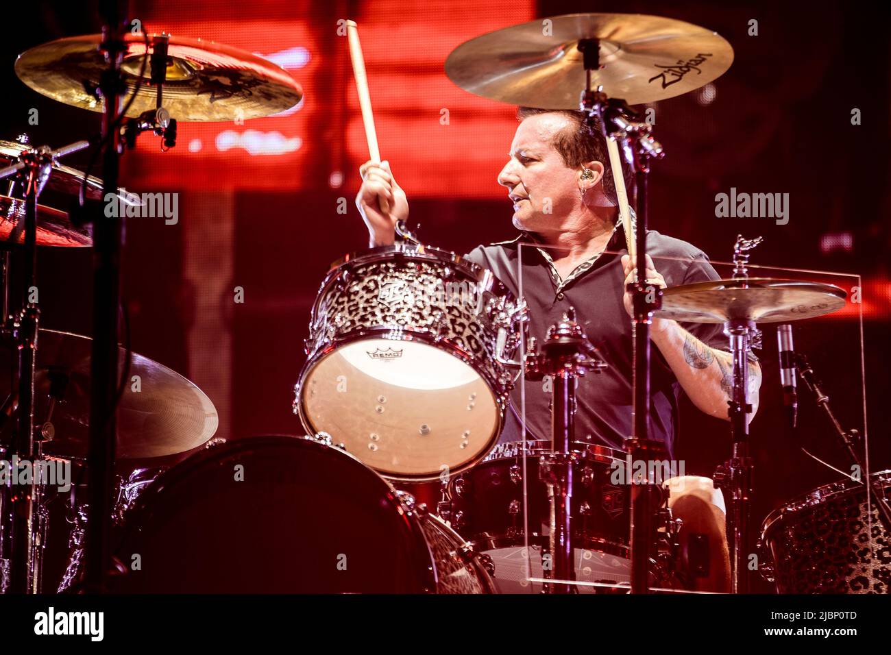 Copenhagen, Denmark. 07th June, 2022. The American rock band Green Day performs a live concert at Forum at Frederiksberg, Copenhagen. Here drummer Tre Cool is seen live on stage. (Photo Credit: Gonzales Photo/Alamy Live News Stock Photo