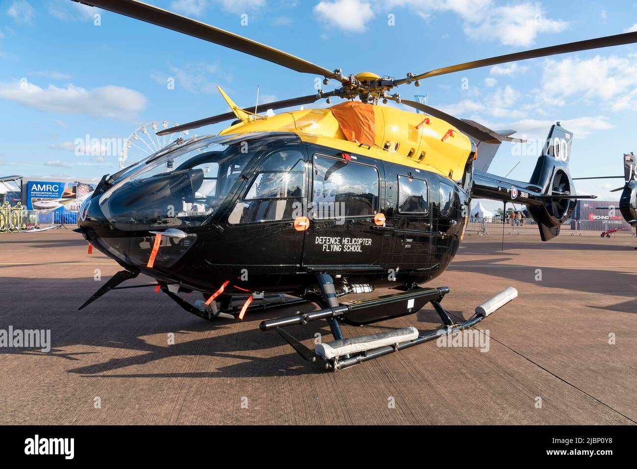 RAF Fairford, Gloucestershire, UK - July 2019: Airbus H145 Jupiter HT1 helicopter (ZM500) of the Royal Air Force Defence Helicopter Flying School, UK Stock Photo