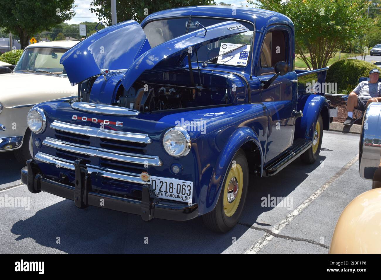 A 1950 Dodge Pickup Truck on display at a car show. Stock Photo