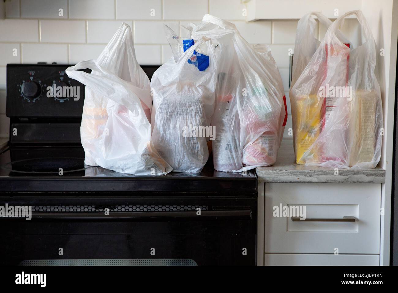 Supermarket plastic bags Stock Photo Alamy