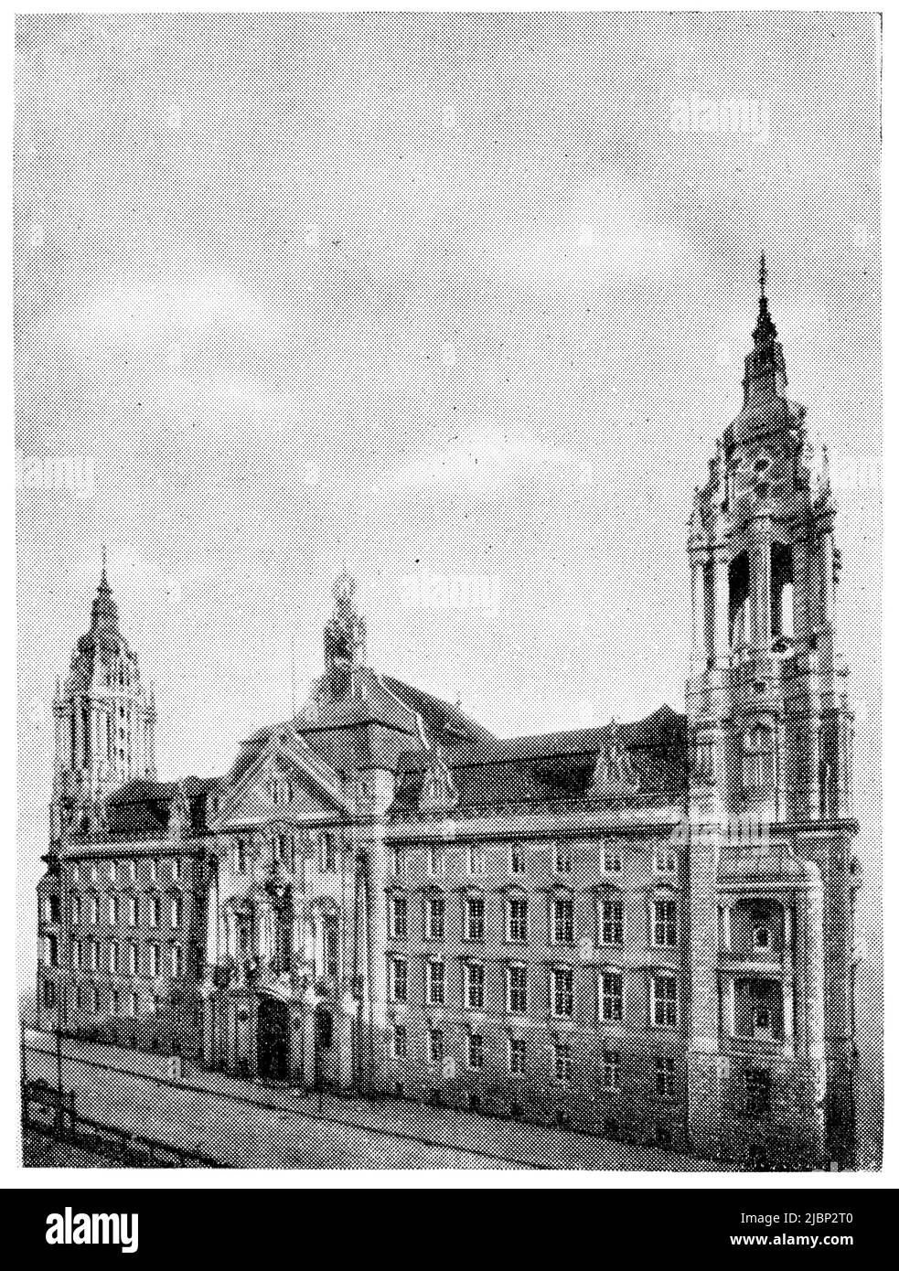 The building of the district court of Berlin, Germany by the architect Otto Schmalz. Publication of the book 'Meyers Konversations-Lexikon', Volume 2, Leipzig, Germany, 1910 Stock Photo
