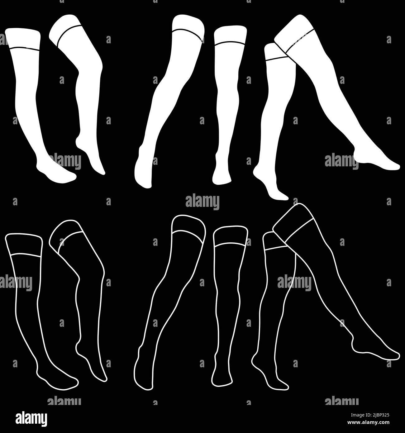 Women stocking outline and silhouette simple minimalist vector icon ...