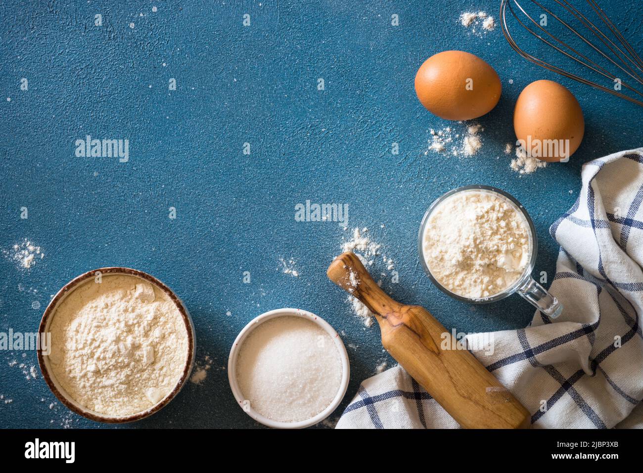 Baking background at blue stone table Stock Photo - Alamy