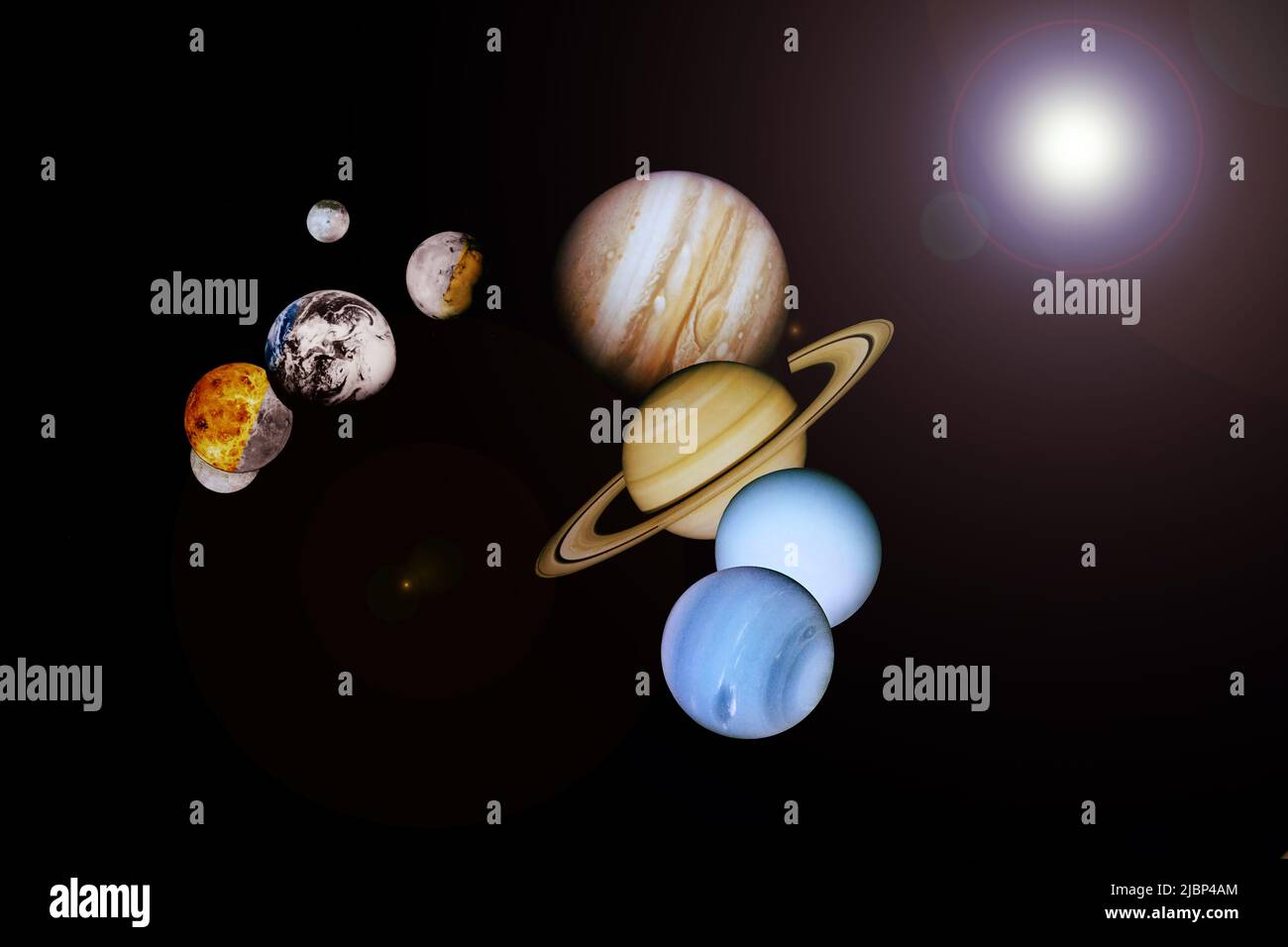 Parade of the of the solar system. Elements of this image