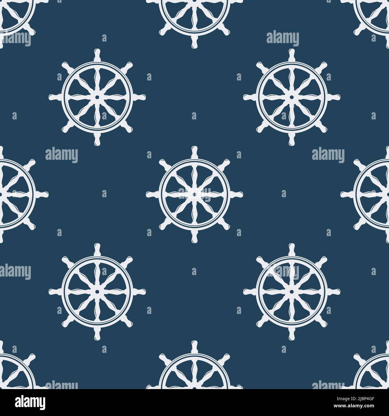 Vector Seamless Pattern with Hand Drawn Ship Helms. Design Template for