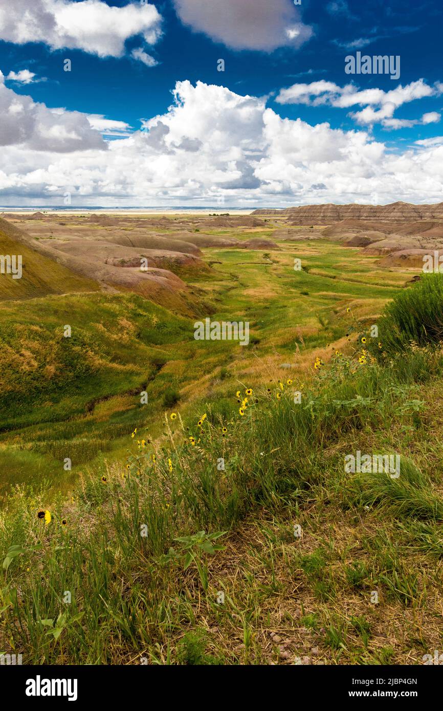 Yellow Mounds Overlook, Badlands National Park, South Dakota Stock