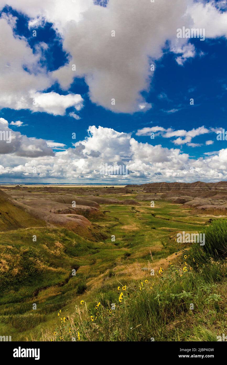 Yellow Mounds Overlook, Badlands National Park, South Dakota Stock