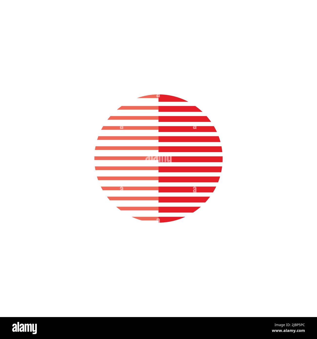 circle geometric red sun japan shadow logo vector Stock Vector