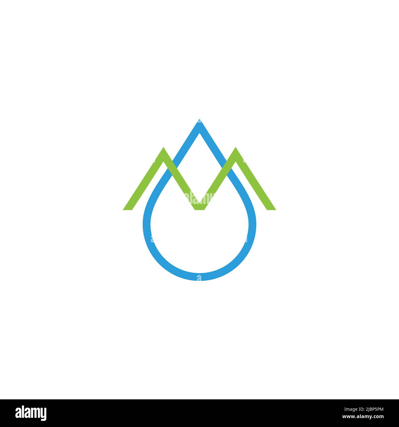 letter m green mountain water drop colorful linked line logo vector