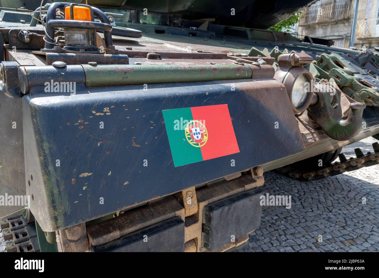 Leopard 2A6 Main battle tank, portuguese military force. Nato countries. Protected by composite armor of new generation and has external modular armor Stock Photo
