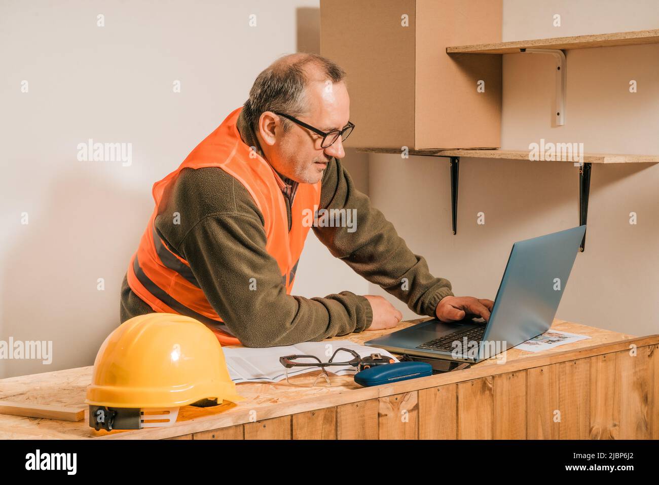 Construction Worker Planning Contractor Developer Concept Stock Photo