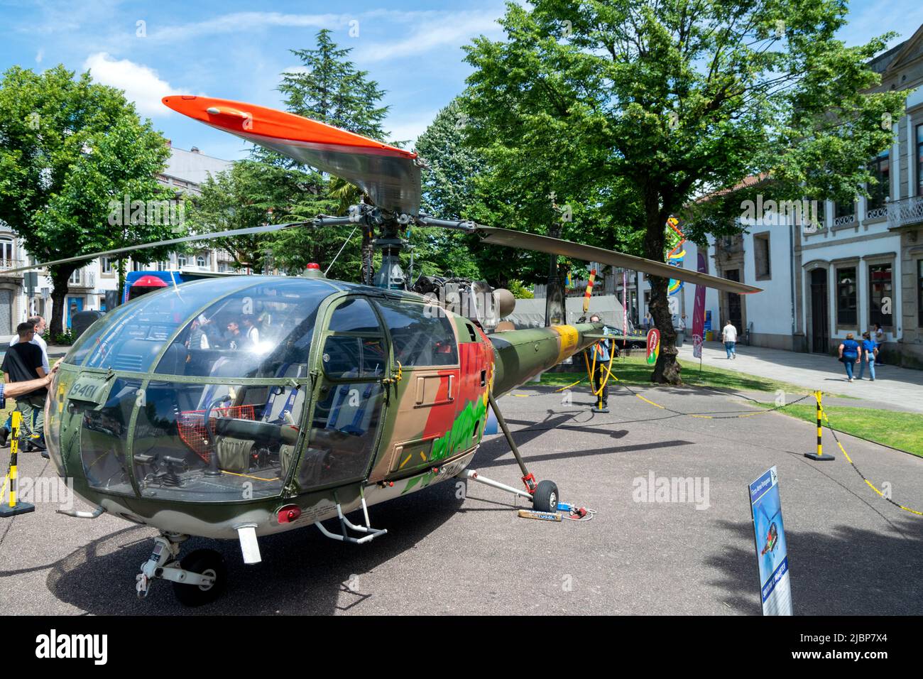 Portuguese Air Force, helicopter SE 3160 Alouette III. Helicopter Flight. Portuguese Air Fore Airline Helicopter. Stock Photo
