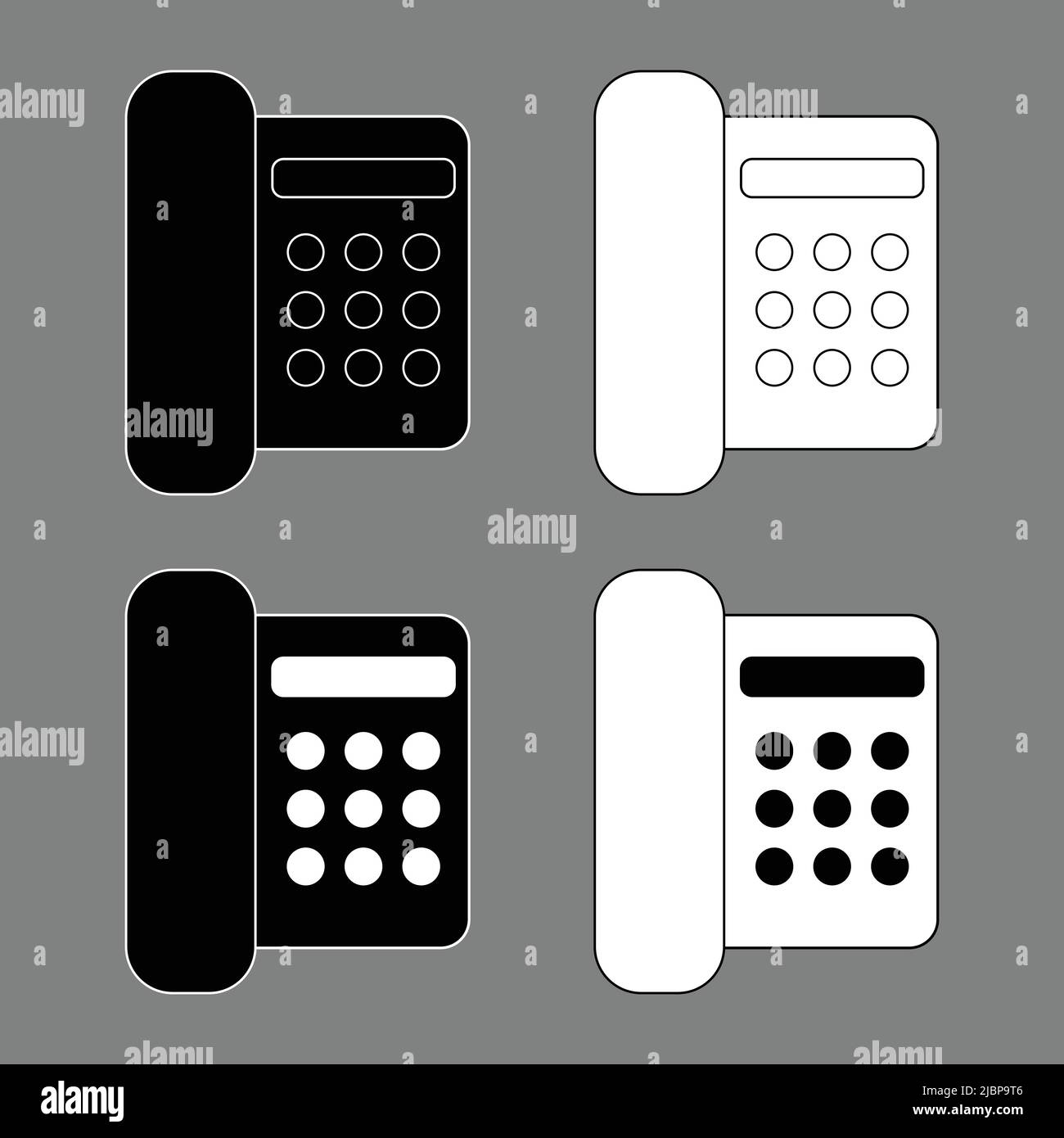 Stationary telephone phone black white outline icon Stock Vector Image