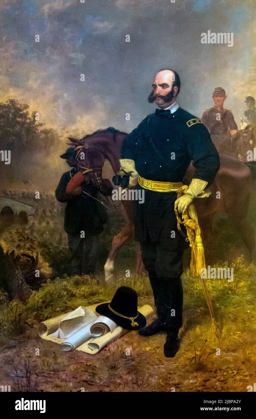 General Ambrose Burnside at Antietam  - Emanuel Leutze, 1863 Stock Photo