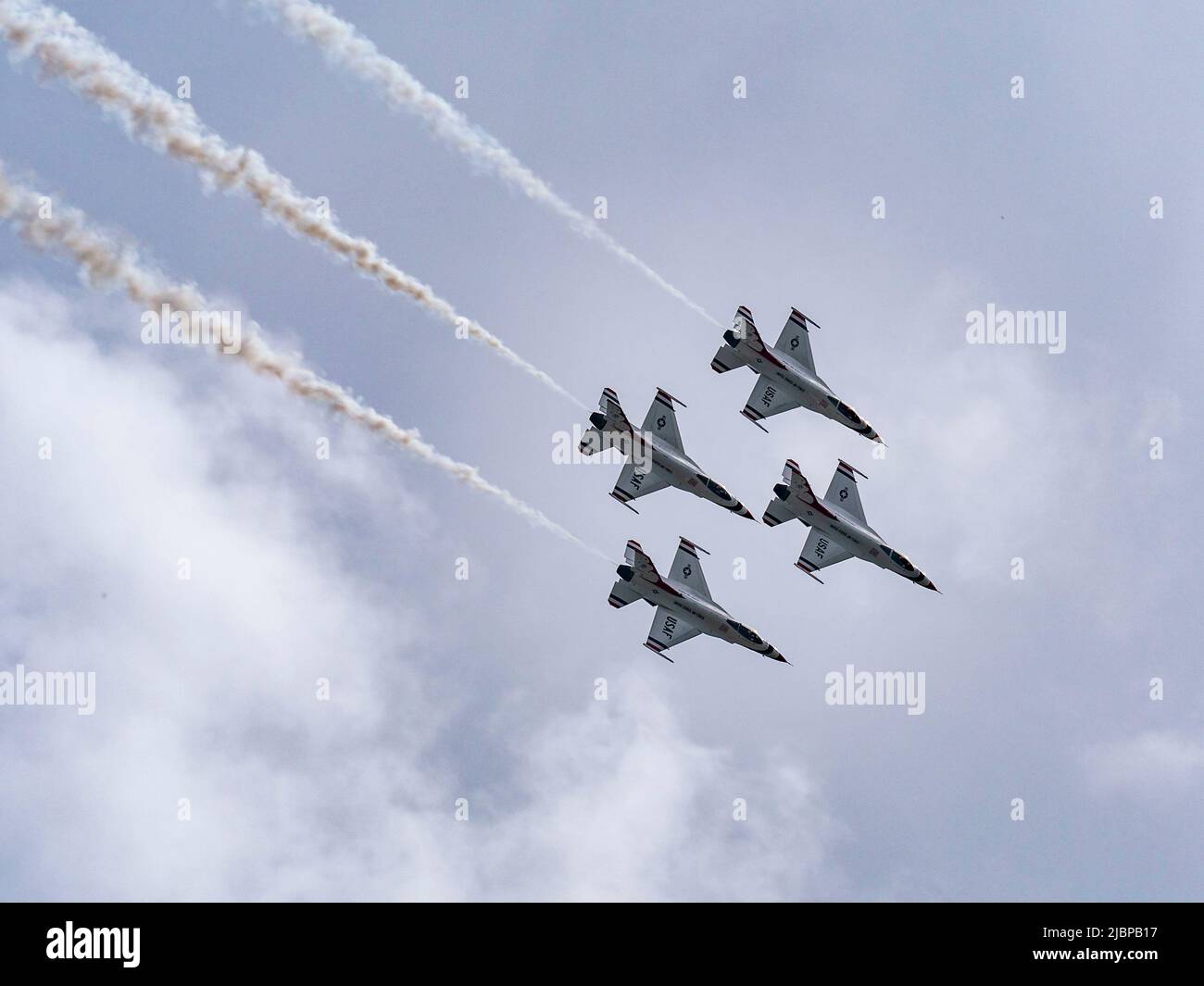 The U.S. Air Force Thunderbirds perform during the Fairchild Skyfest