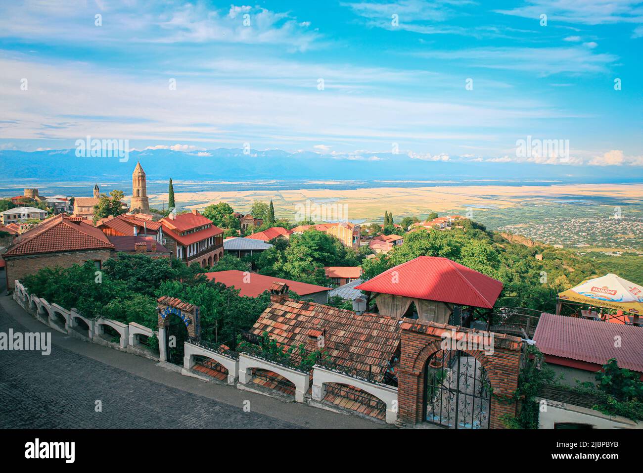 View of Sighnaghi in winery region of Georgia, Kakheti, during