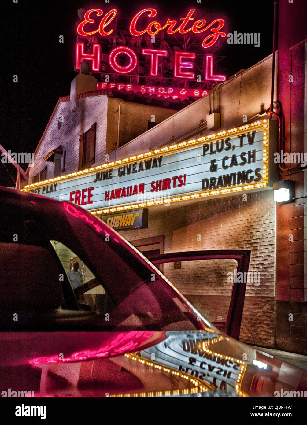 A night neon view of The El Cortex Hotel Casino in Las Vegas Nevada USA Stock Photo