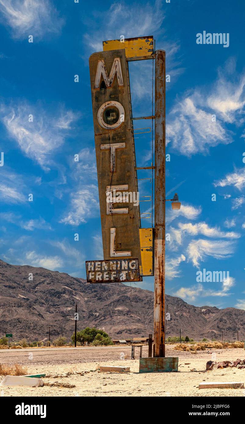 Motel Sign in Bagdad California Stock Photo