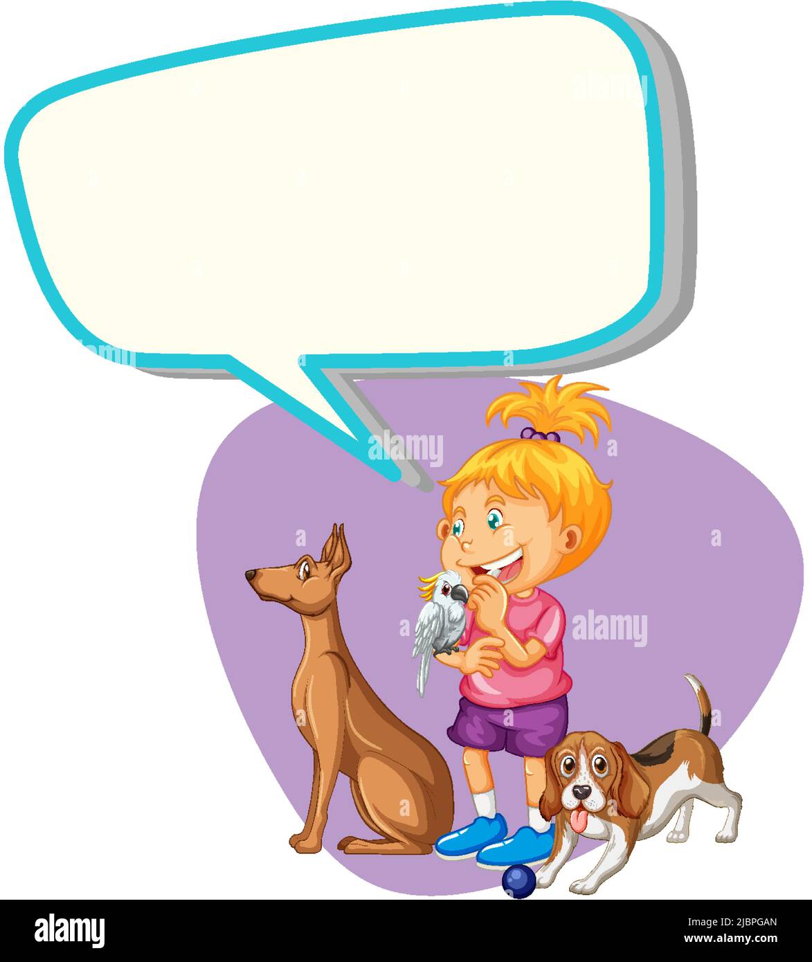 Speech bubble with girl and pets illustration Stock Vector Image & Art ...
