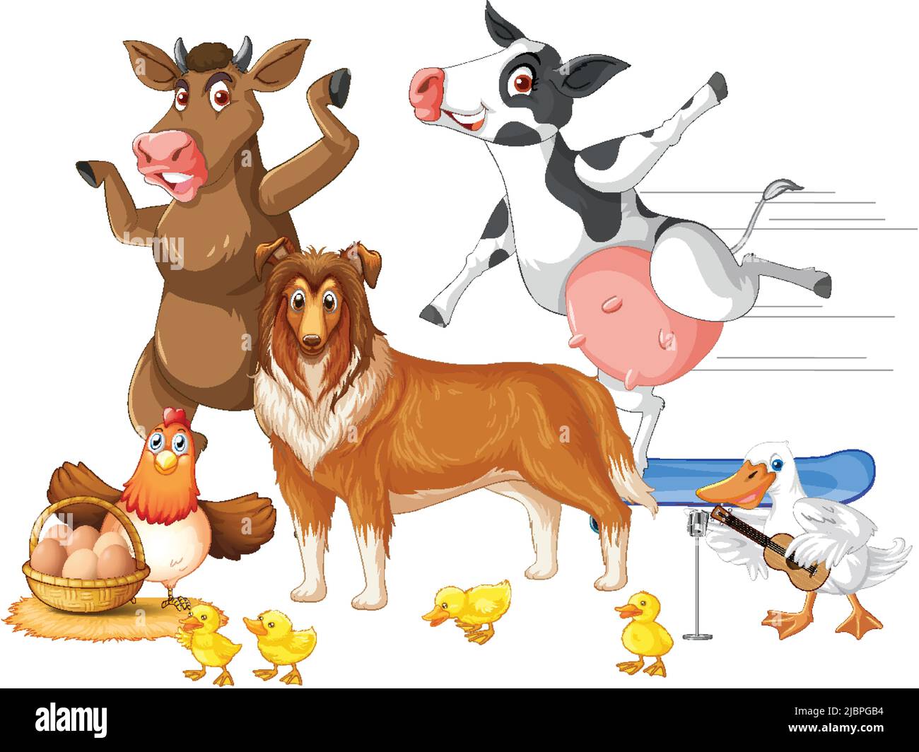 Farm animals on white background illustration Stock Vector Image & Art ...