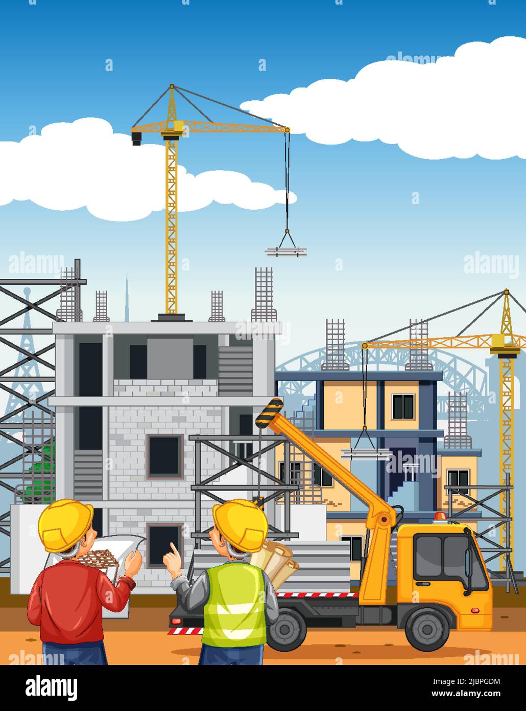 Building construction site background illustration Stock Vector Image ...