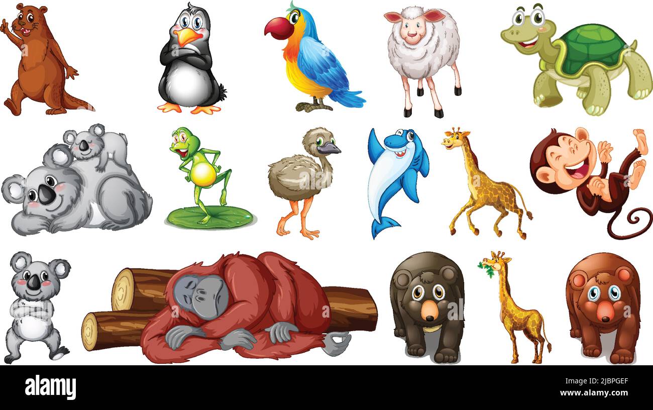 Wild animals on white background illustration Stock Vector Image & Art ...