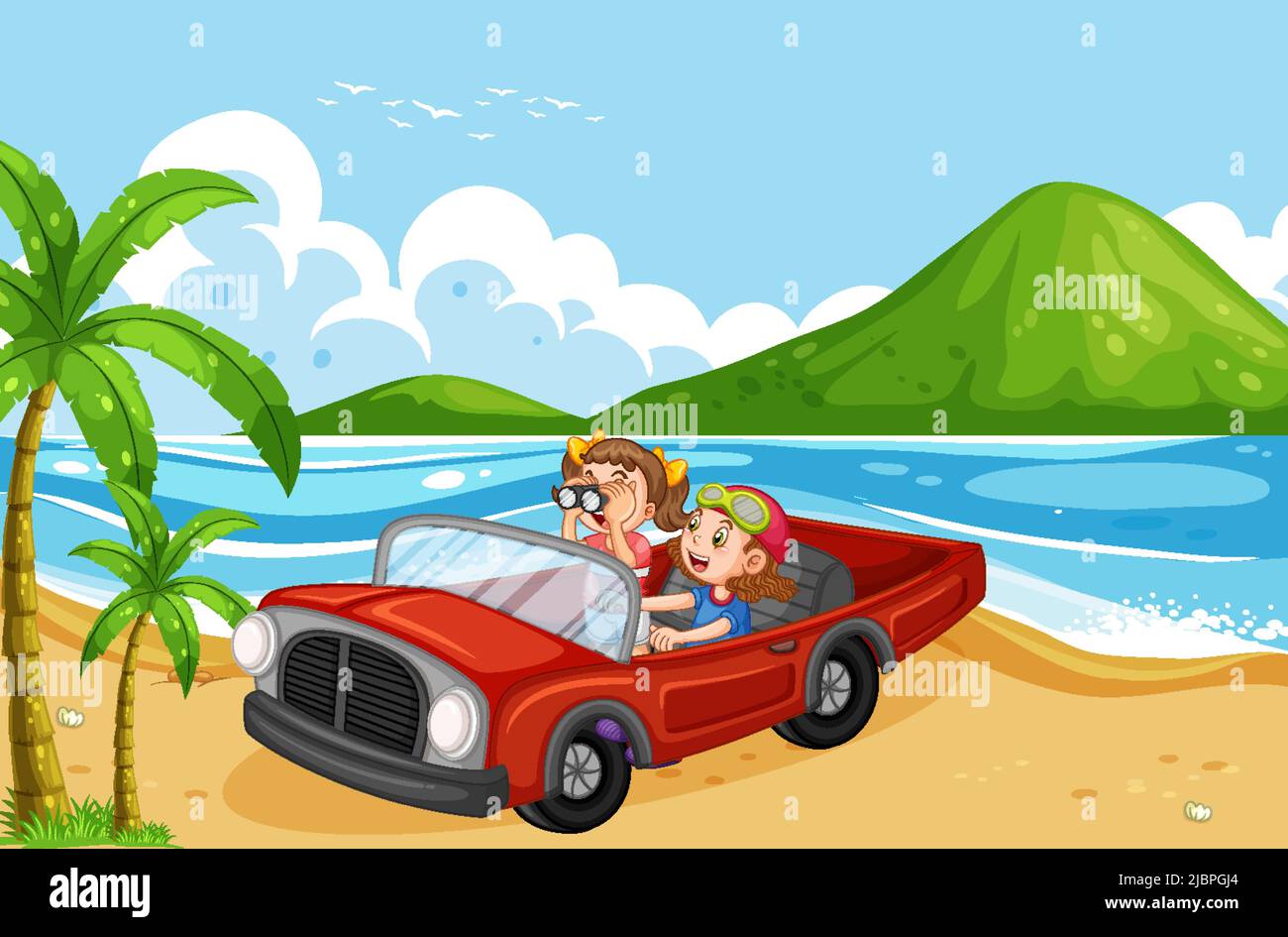 Road trip vacation at the beach illustration Stock Vector Image & Art ...