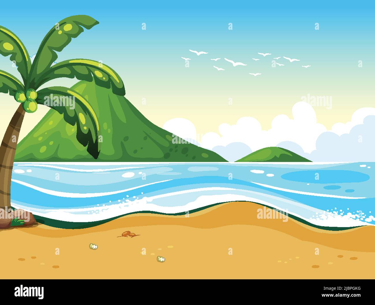 Outdoor beach landscape scene illustration Stock Vector Image & Art - Alamy