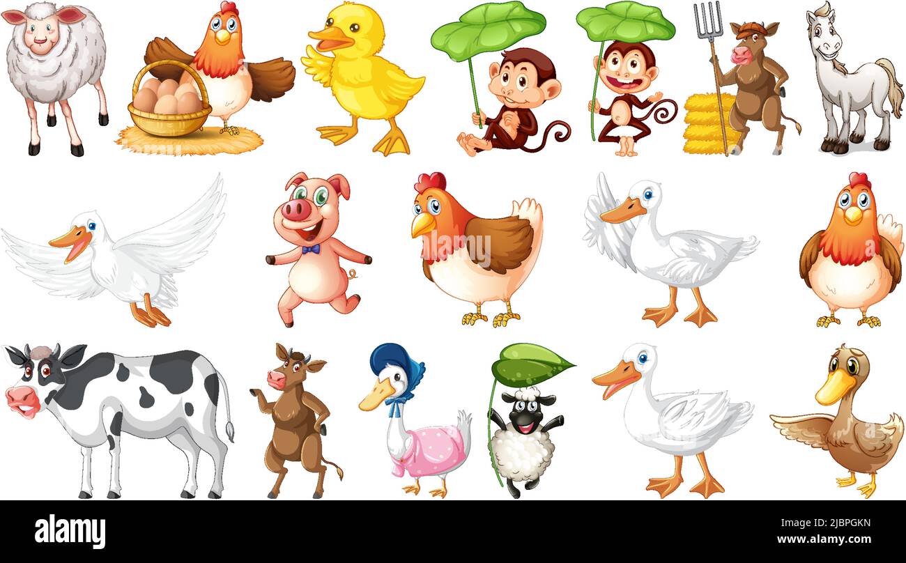 Farm animals on white background illustration Stock Vector Image & Art ...