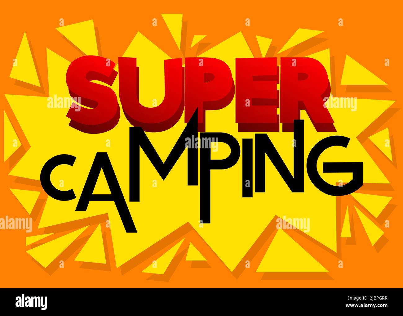 Kids Letters word Super Camping. Word written with Children's font in cartoon style. Stock Vector