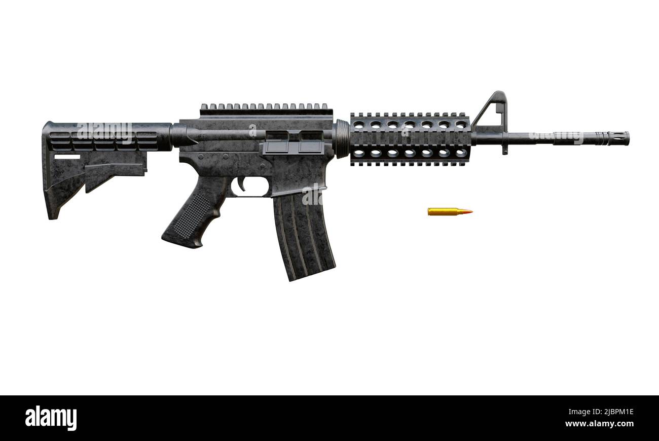 3d render of isolated assault rifle M4 carbine. Stock Photo