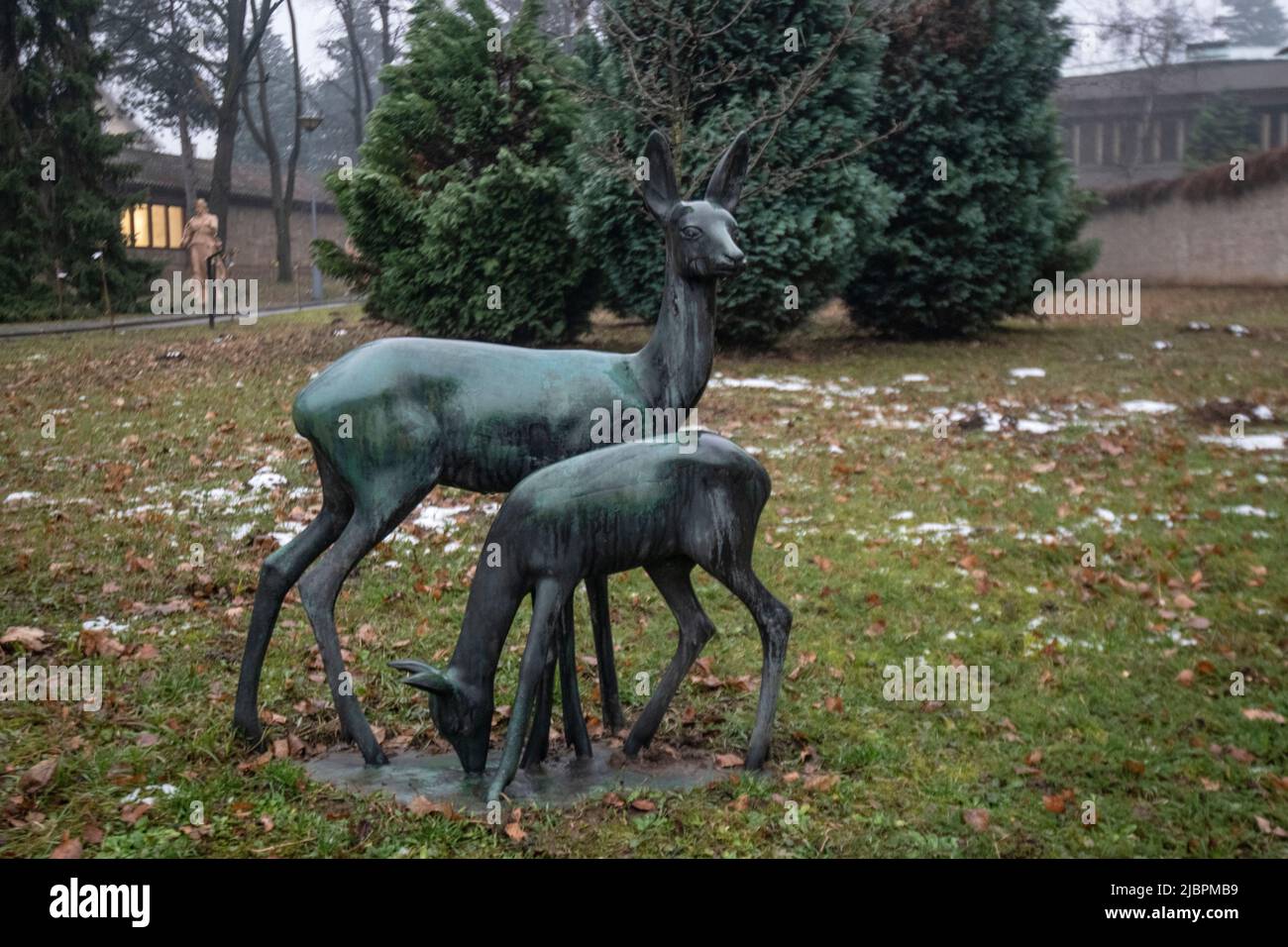 Statue of deers. Museum of Yugoslavia. Belgrade, Serbia Stock Photo