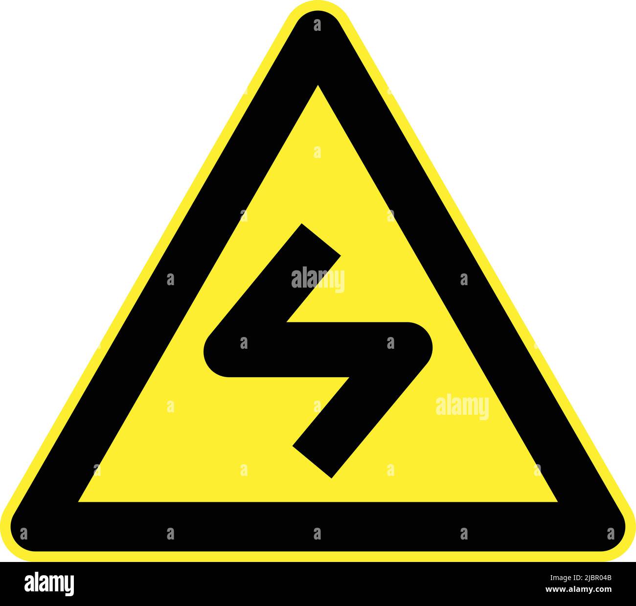 Warning signs, Road signs in China, People's Republic of China. Double curve, with turn left first, then right Stock Vector