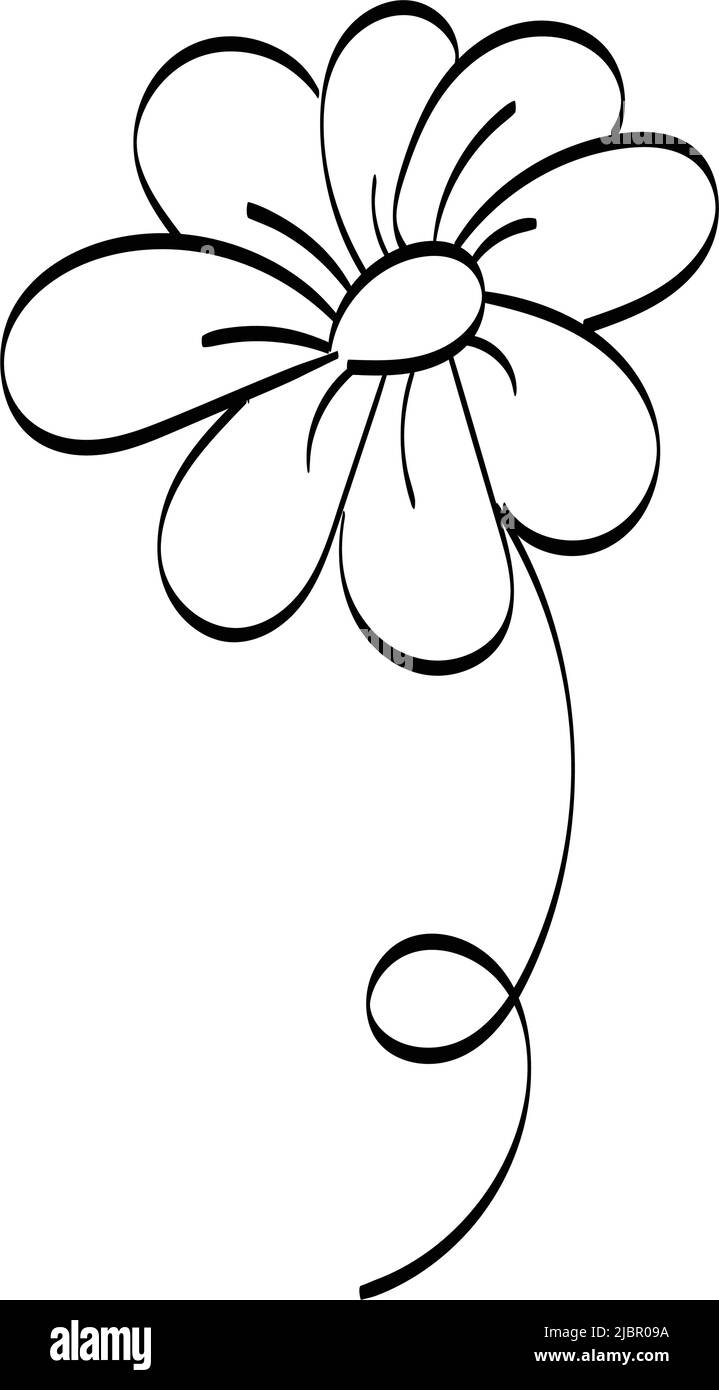 Simple flower tattoo outline. Flower Line Art Drawing for print or use