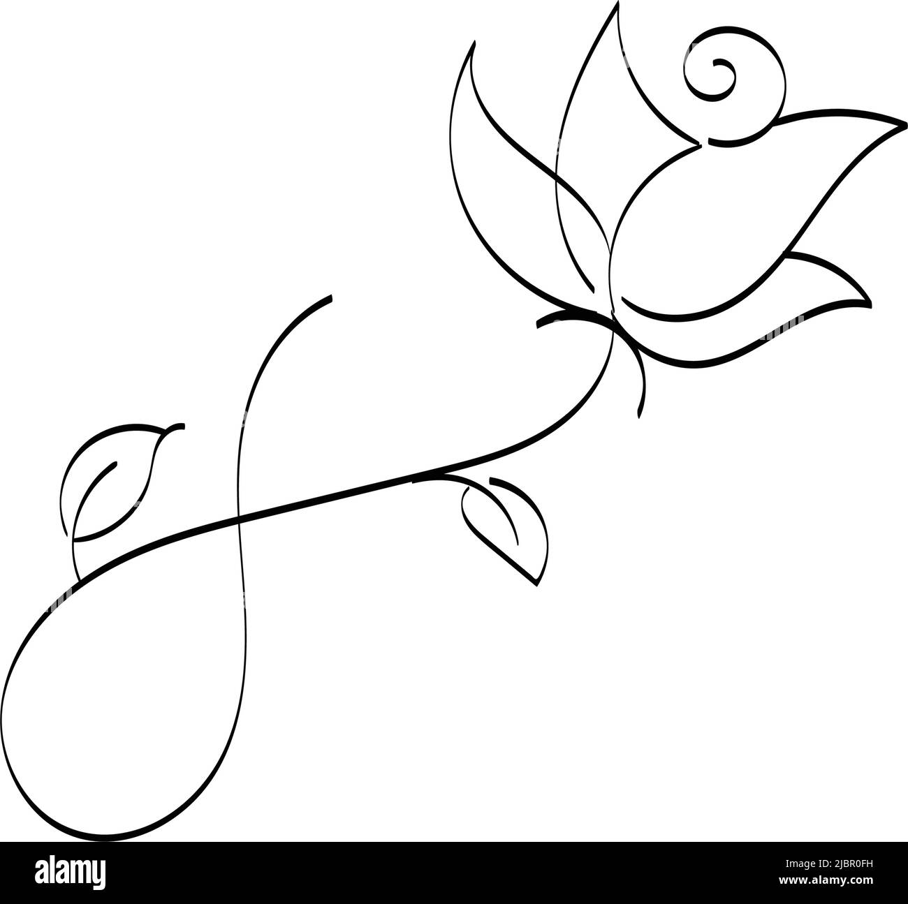 Simple flower tattoo outline. Flower Line Art Drawing for print or use ...