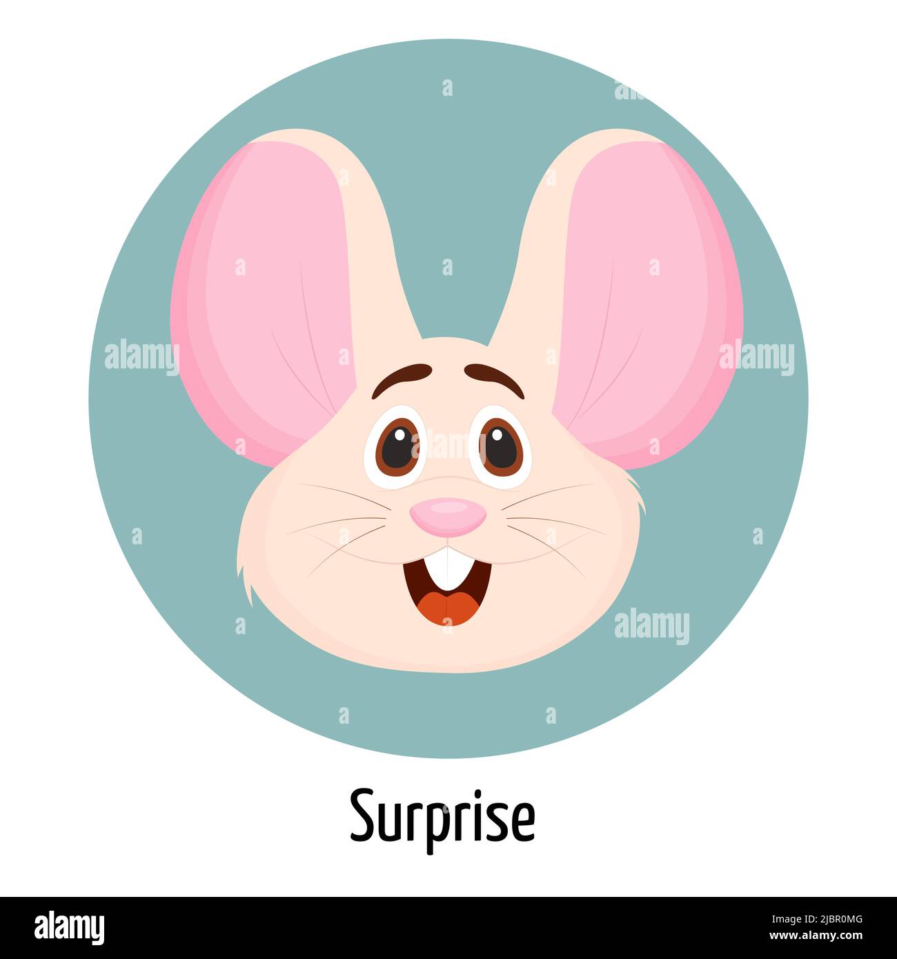 Mouse character with a surprised face. Facial expression. Mouse