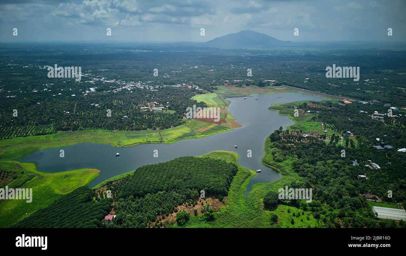 Aerial view of a drone of Long Khanh town, Dong Nai province, Vietnam Stock Photo