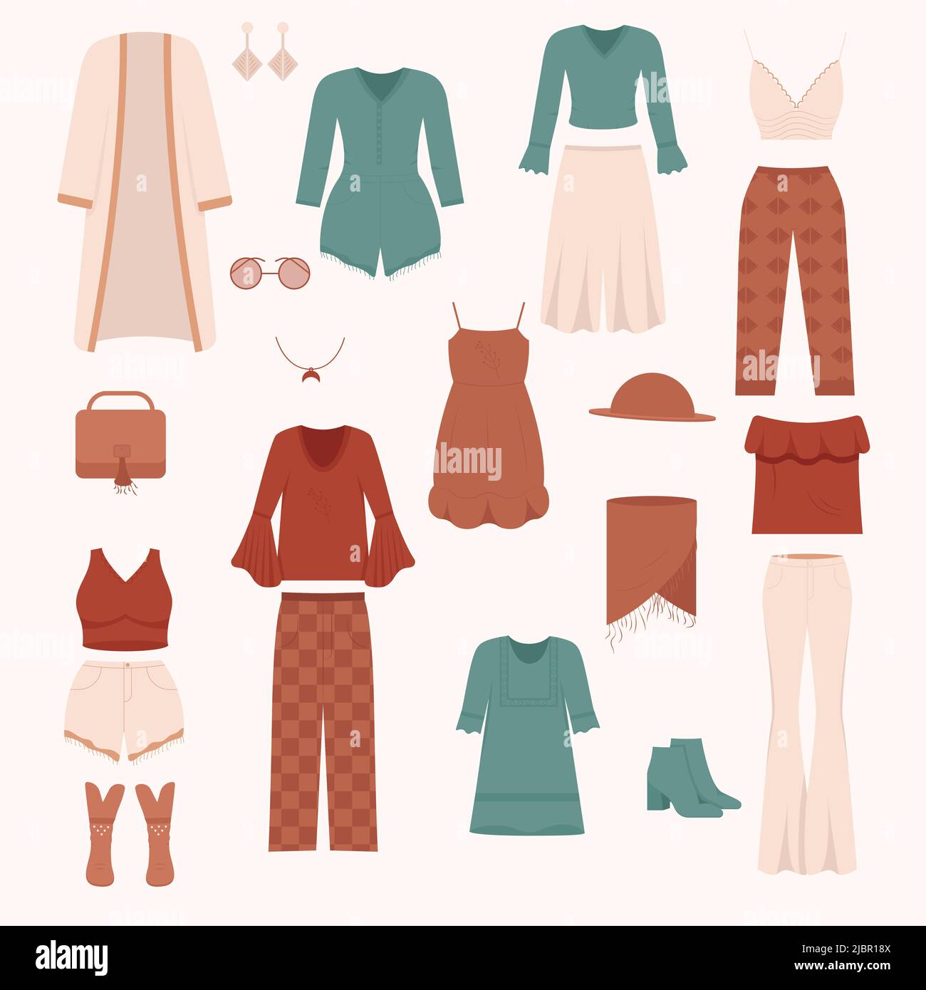 People In Old Fashion Clothing Vector Illustration Set. Cartoon